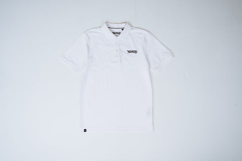 White Short Sleeve Polo with Logo On Chest- Unisex