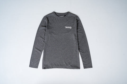 Dark Grey Long Sleeve Tee With Front and Back Logos - Unisex