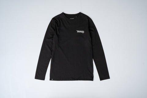 Black Long Sleeve Tee With Front and Back Logos- Unisex