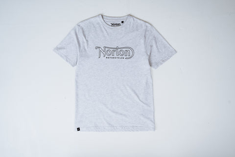Light Grey Short Sleeve Tee With Large Norton Outline Logo - Unisex