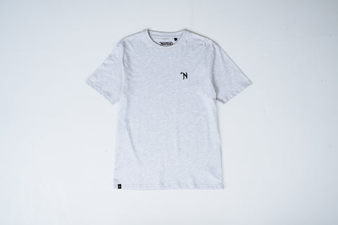 Light Grey Short Sleeve Tee With Small Embroidered 'N' On Chest - Unisex