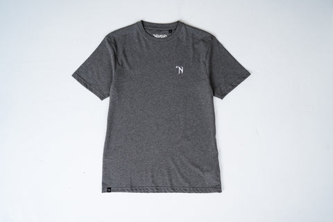 Dark Grey Short Sleeve Tee With Small Embroidered 'N' On Chest - Unisex