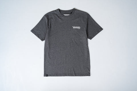 Dark Grey Short Sleeve Tee With Front and Back Logos - Unisex