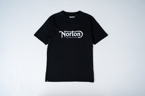 Black Short Sleeve Tee With Large Norton Logo - Unisex