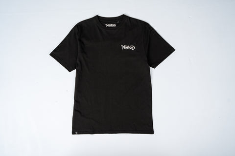Black Short Sleeve Tee With Front and Back Logos- Unisex