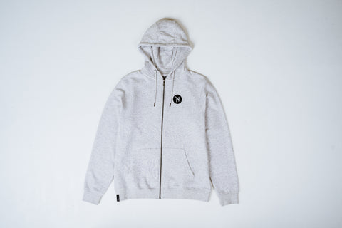 Light Grey Zip-Up Hoodie With Front And Back Logos - Unisex