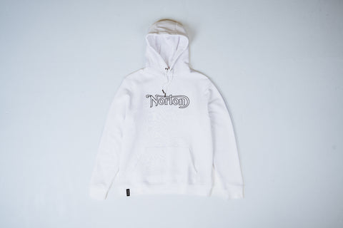 White Hoodie With Norton Outline Logo - Unisex