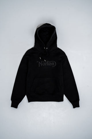 Black Hoodie With Large Embroidered Black Logo - Unisex