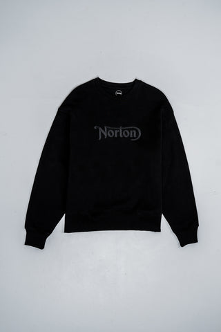 Black Sweatshirt With Large Black Embroidered Logo - Unisex