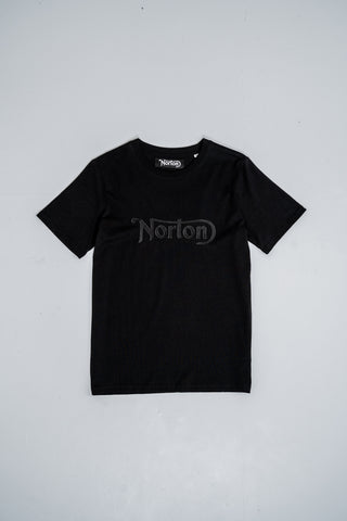 Short Sleeve Black Tee With Large Embroidered Black Logo - Unisex