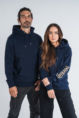 Navy Hoodie With Logo On Arm - Unisex