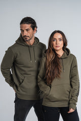 Khaki Hoodie With Logo On Arm - Unisex