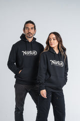 Black Hoodie With Large White Printed Logo - Unisex