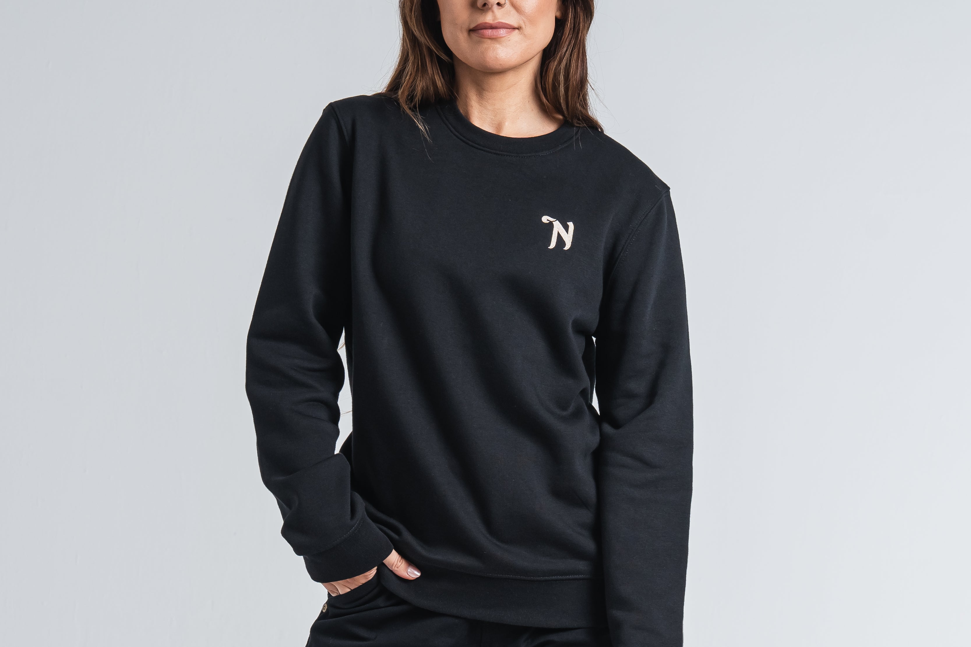 Black Sweatshirt With Embroidered Gold Logos - Unisex – Norton Online Store