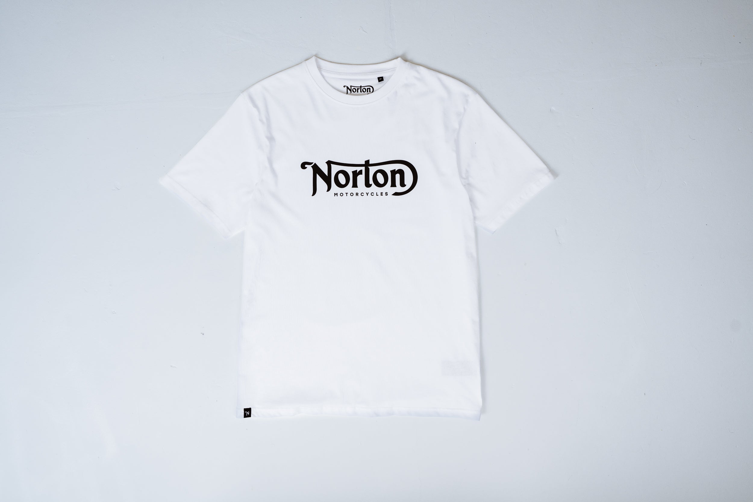 White Short Sleeve Tee With Large Norton Logo - Unisex