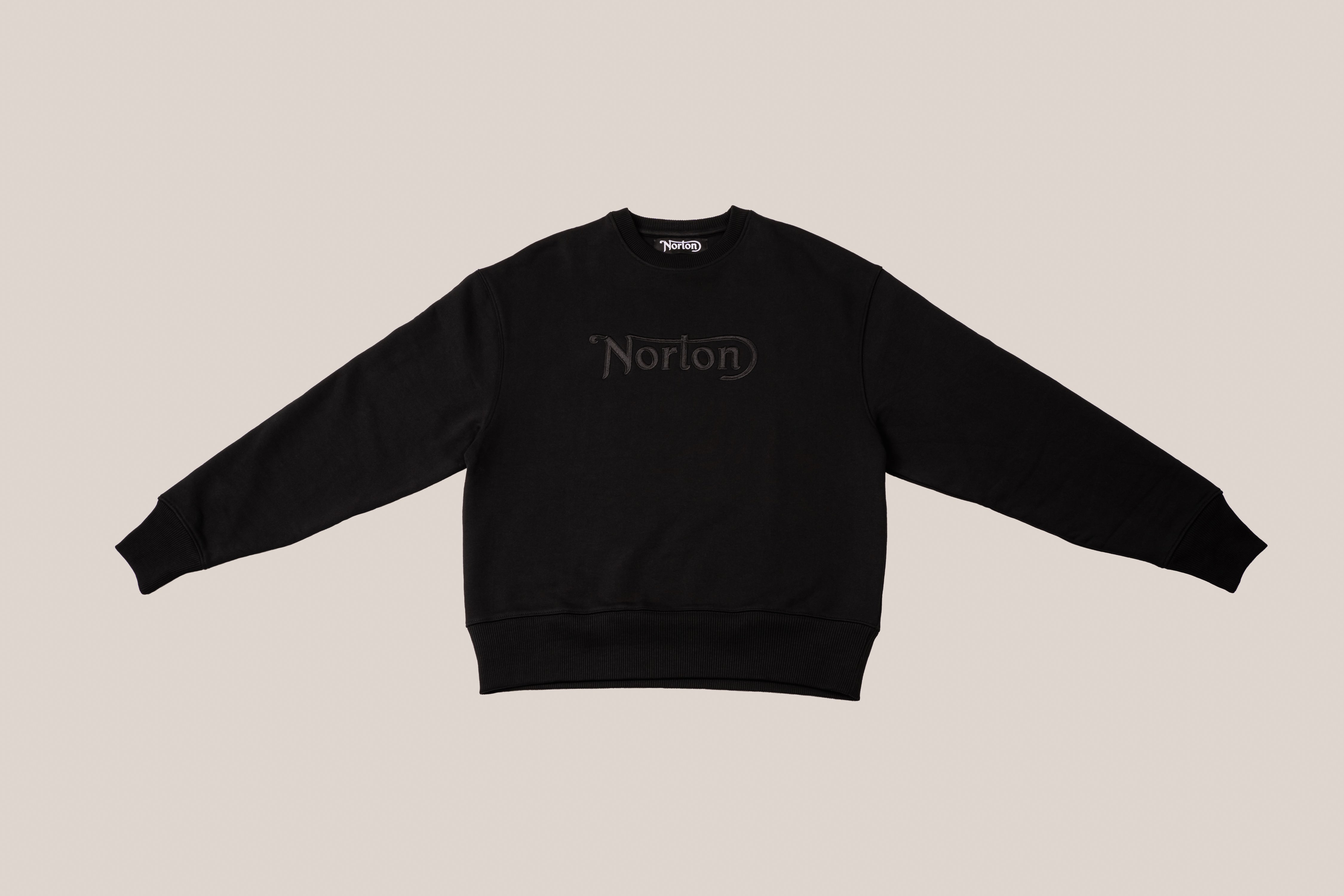 Black Sweatshirt With Large Black Embroidered Logo Unisex