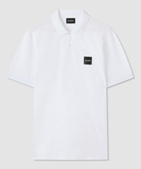 Polo bianco in cotone con badge Norton ricamato