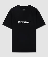 T-shirt nero con logo stampato sul petto