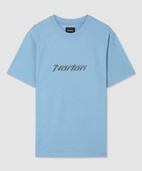 T-shirt blu con logo stampato sul petto