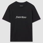 Black t-shirt with 'Norton' logo on a light gray background