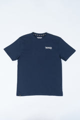Navy Short Sleeve Tee With Front And Back Logos - Unisex